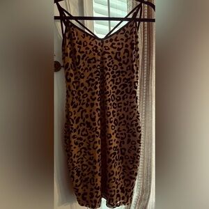 Guess, leopard print strappy bodycon mini dress, size Medium